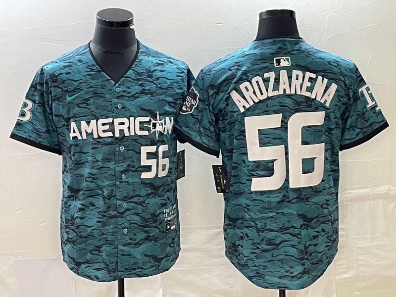 Men Tampa Bay Rays #56 Arozarena American League Nike Green 2023 MLB All Star Jersey